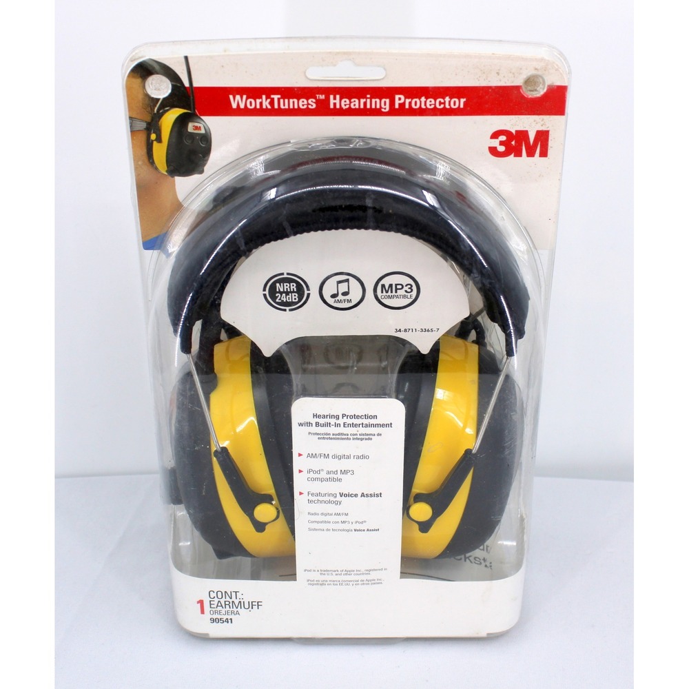3M WorkTunes Hearing Protector AM/FM MP3 Radio Earmuffs Noise Reduction 24dB